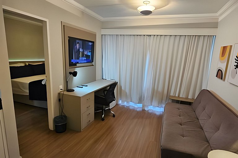 Flat Hotel The Palace com cozinha e sacada